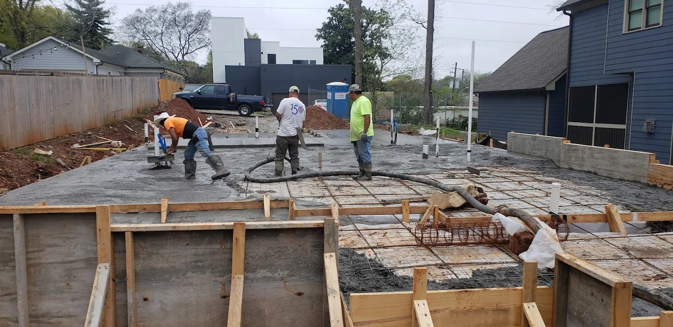 Concrete slab pouring process
